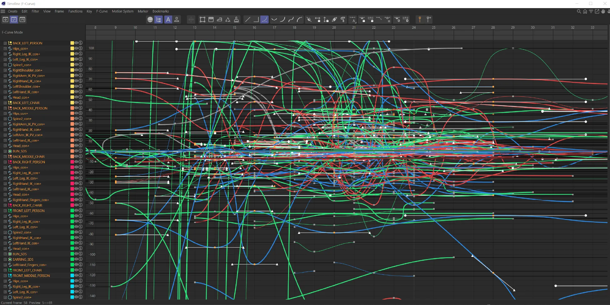 Animation keyframe setup in Cinema 4D