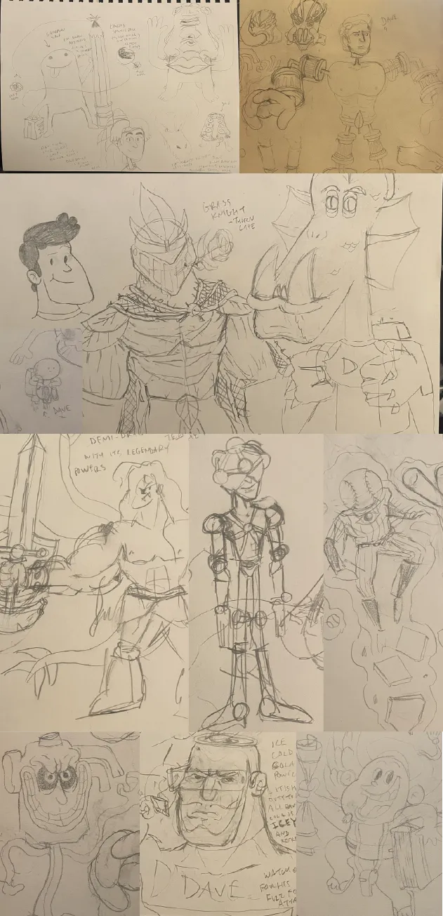 Dave Battle character designs